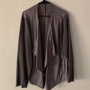 Grey draped front mixed media jacket